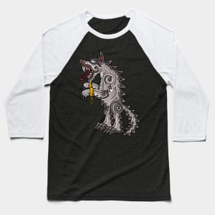 Ruler of the Nordic Seas: Viking Fenrir Monster Wolf Design Baseball T-Shirt